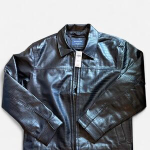 Abercrombie & Fitch Black Faux textured Leather Bomber Jacket